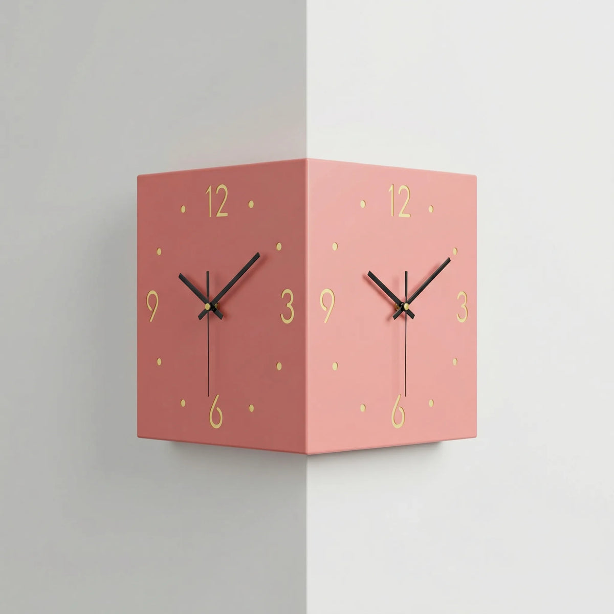 Dual Dial Corner Mount Silent Quartz Wall Clock