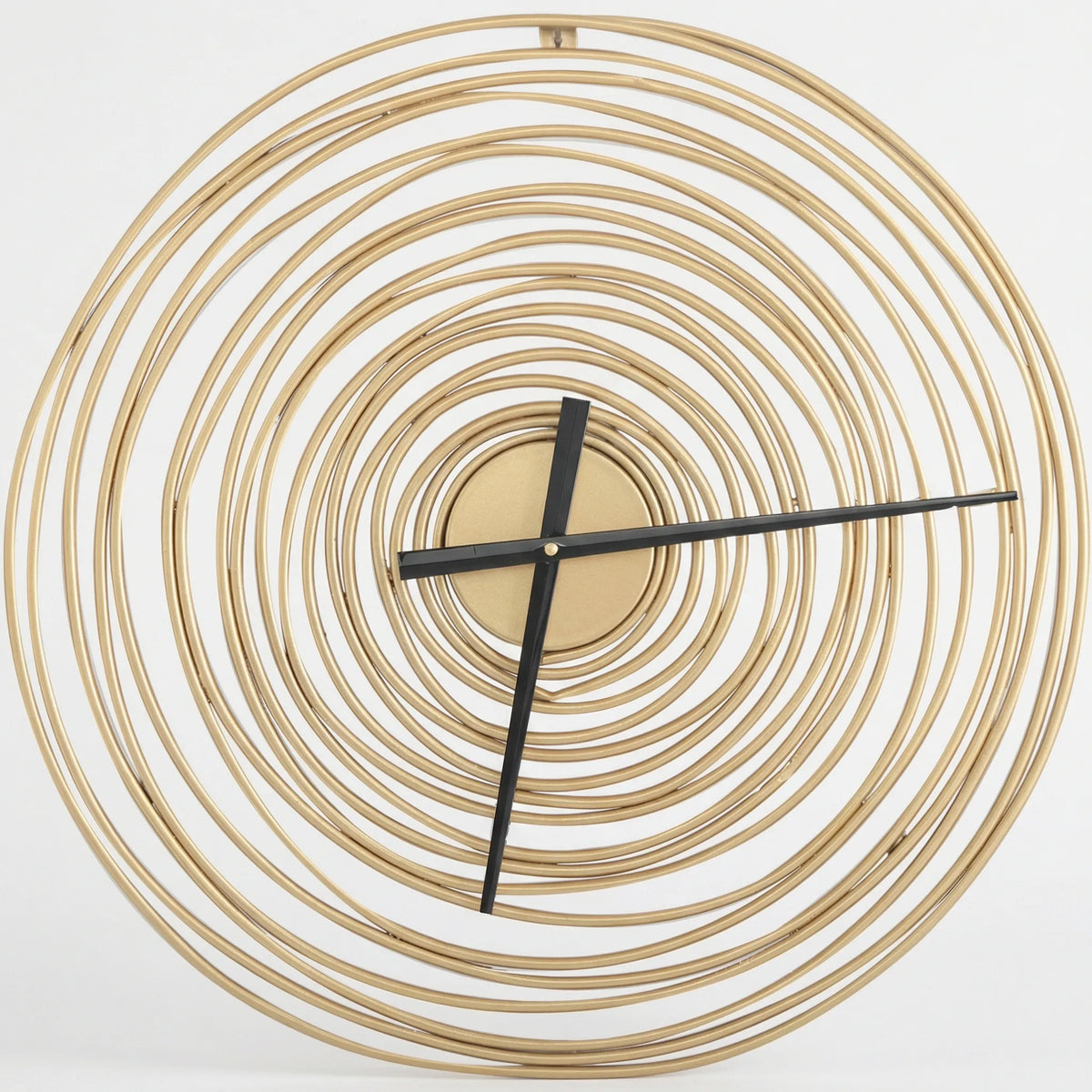 Sculptural Concentric Spiral Open Frame Metallic Round Wall Clock