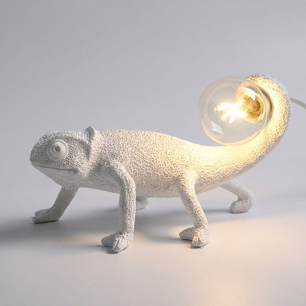 Sculptural Textured Reptile Silhouette Compact Tabletop Animal Table Lamp