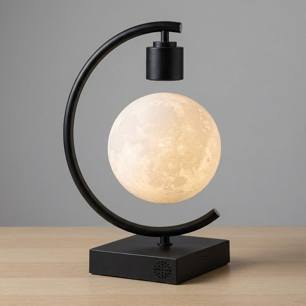 Floating Magnetic Levitation Realistic Textured Moon Night Table Lamp