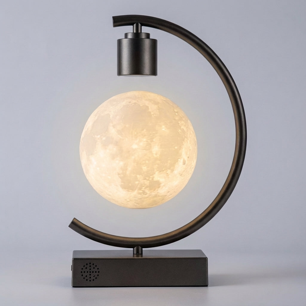 Floating Magnetic Levitation Realistic Textured Moon Night Table Lamp