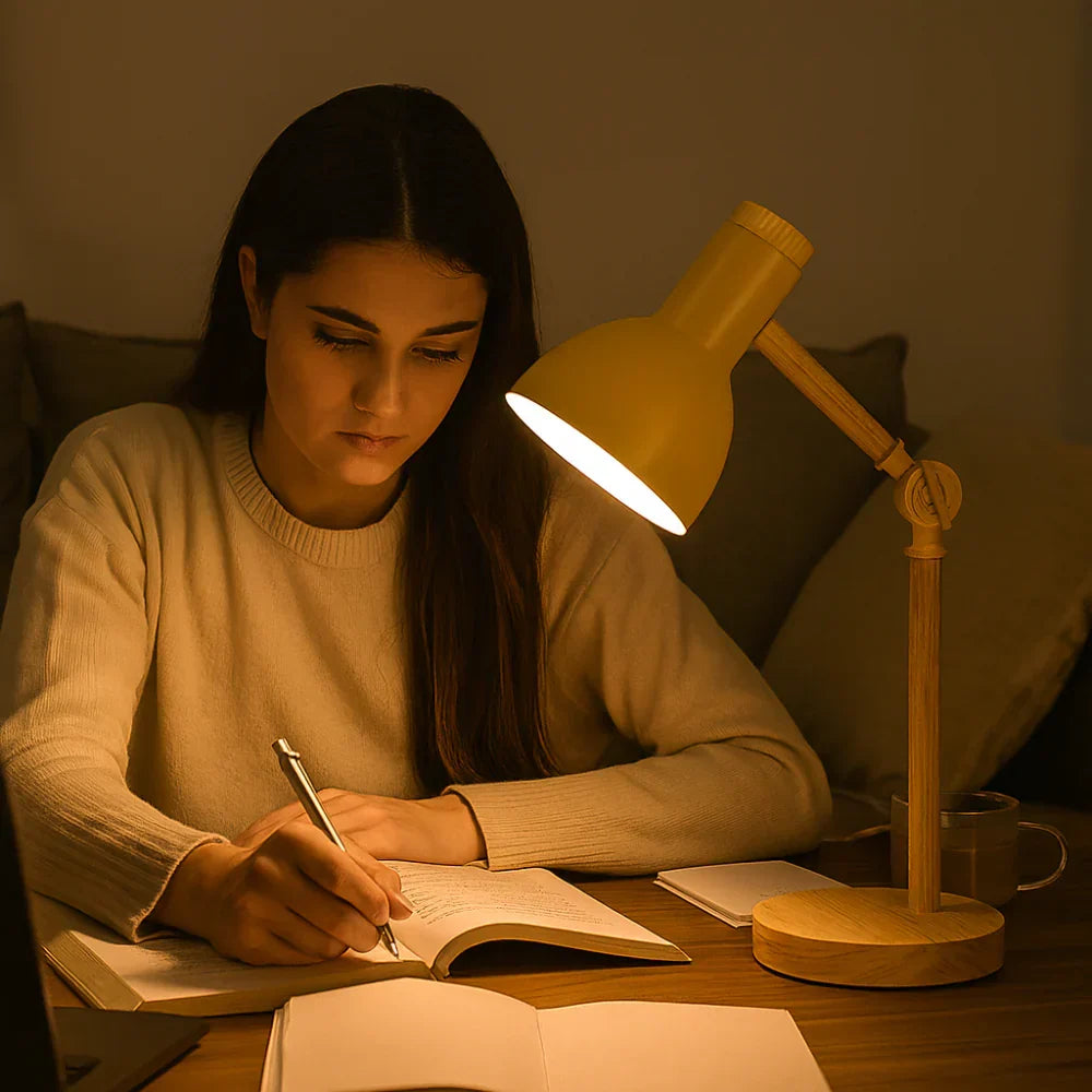 Nordic Wooden Base Adjustable Arm Desk Table Lamp