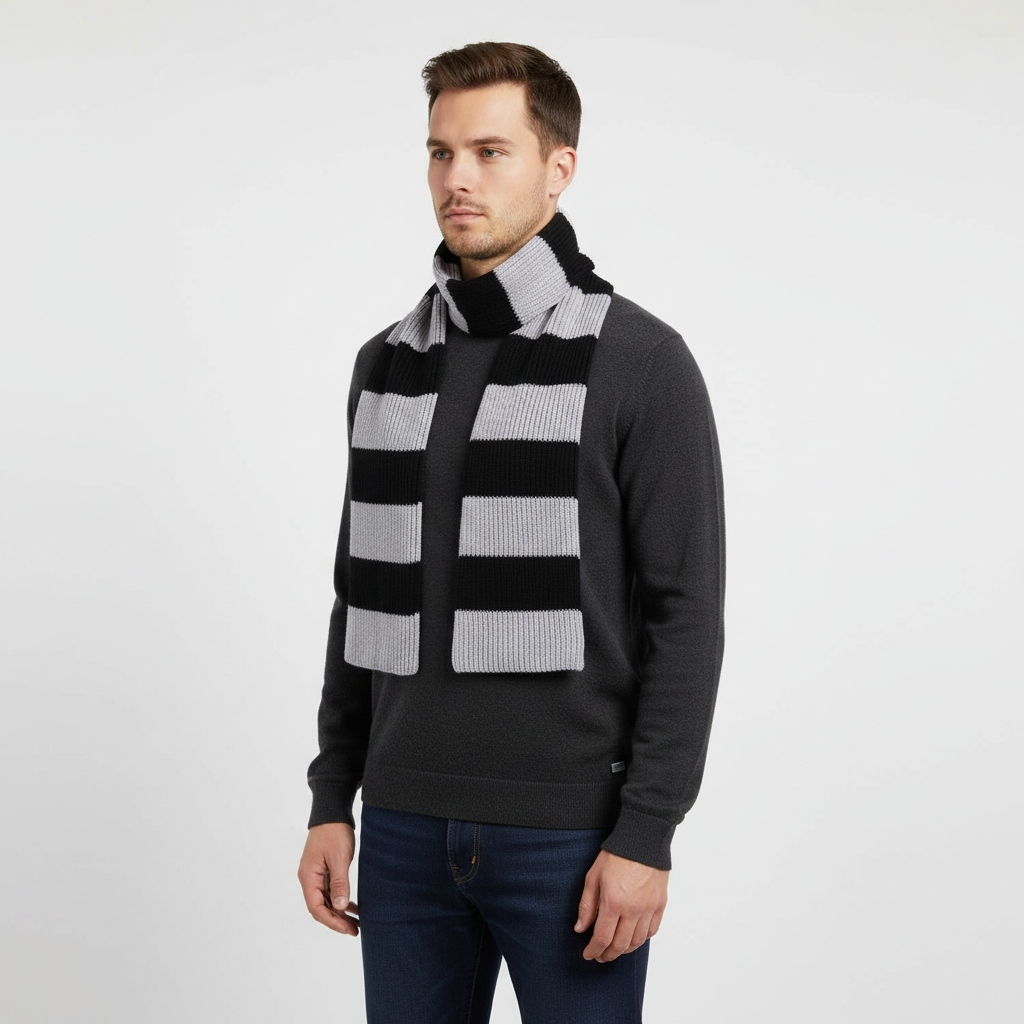 Thick Chunky Knitted Striped Soft Winter Scarf
