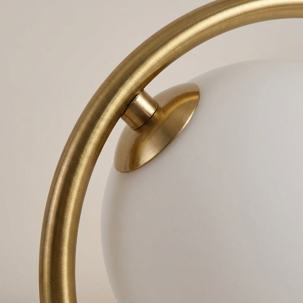 Sculptural Ring Silhouette Suspended Glass Globe Dimmable Table Lamp