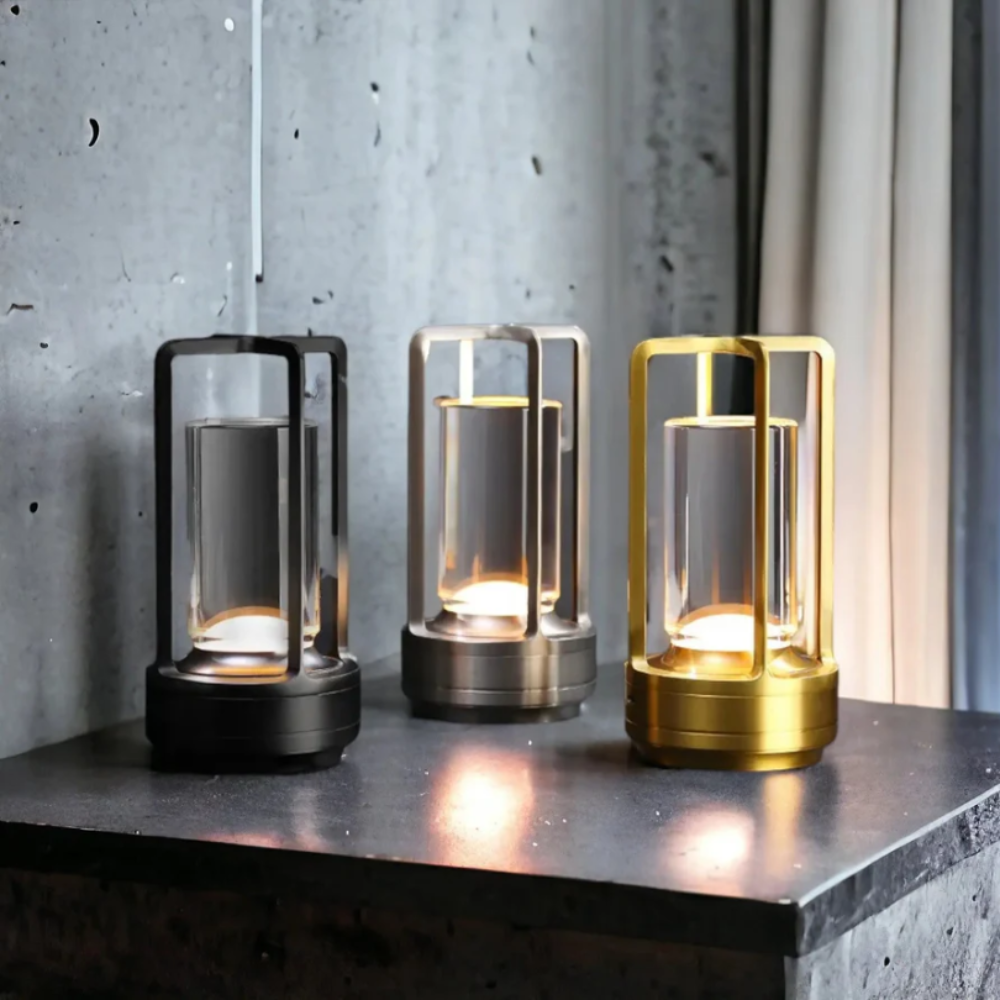 Modern Cylinder Metal Frame Touch Control Table Lamp