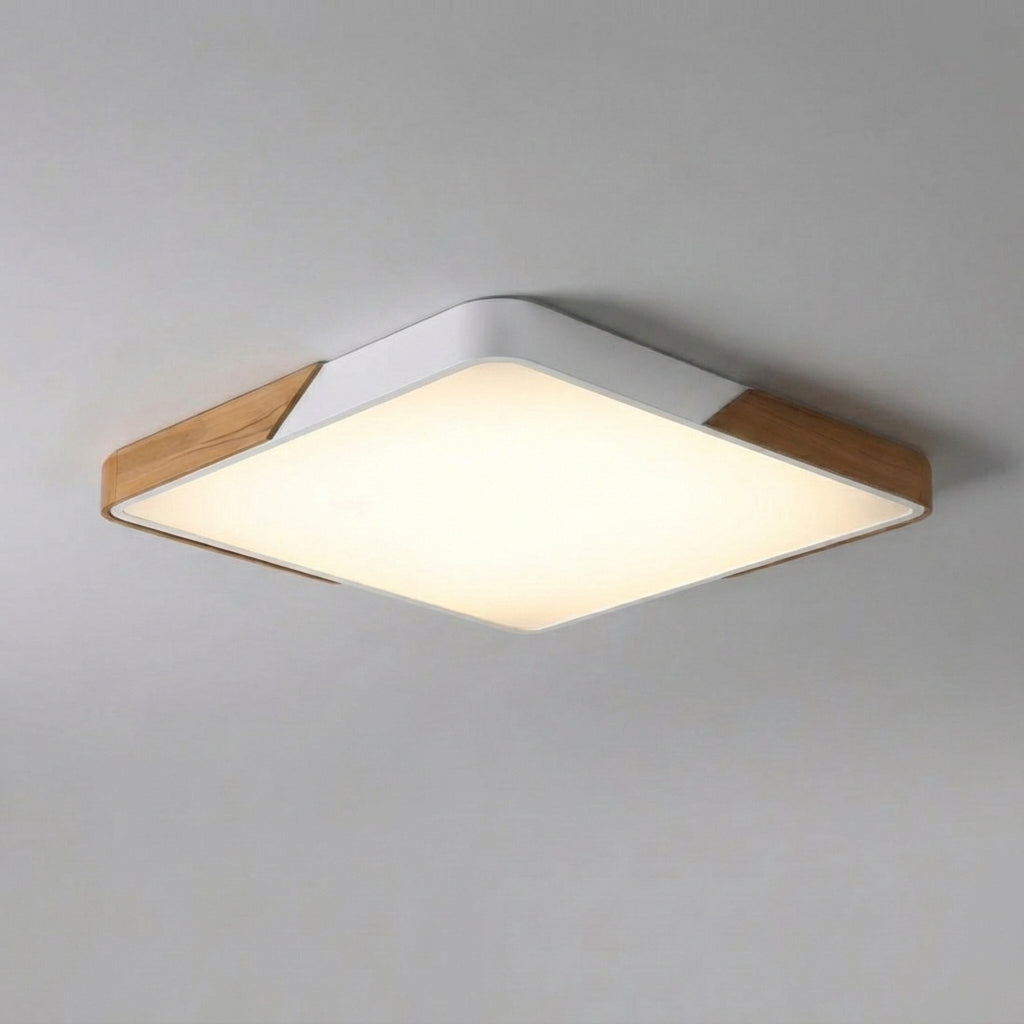Minimalist Acrylic Diffuser Wood Metal Dimmable Ceiling Light