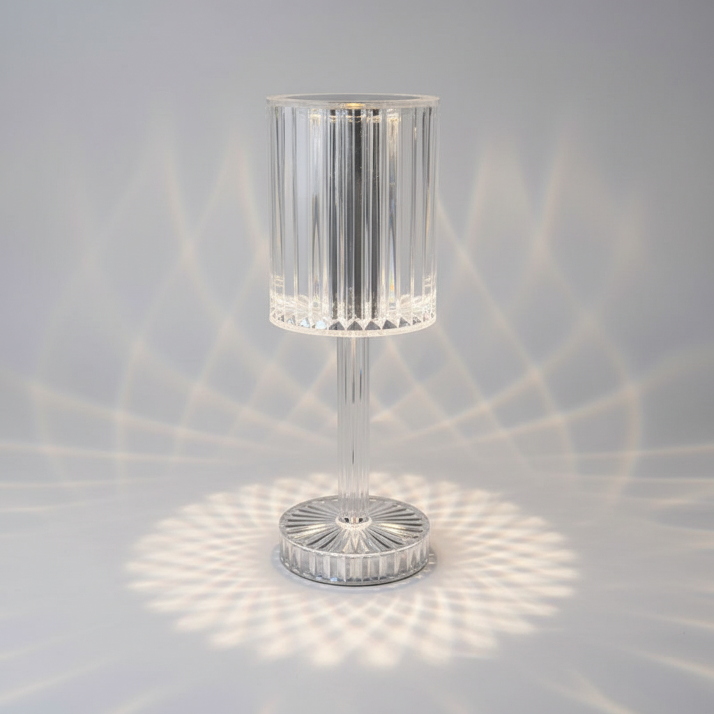 Double-Layered Crystal Shade Touch Control Dimmable Table Lamp