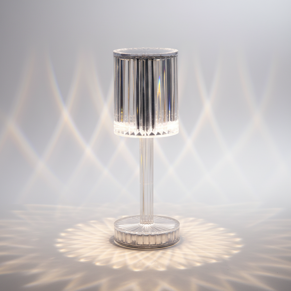 Double-Layered Crystal Shade Touch Control Dimmable Table Lamp