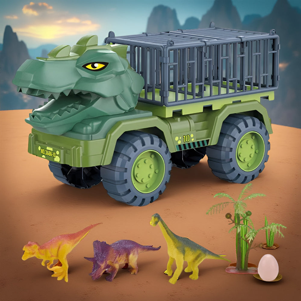 Prehistoric Cage Transport Truck Dinosaur Figure Playset Toy Set