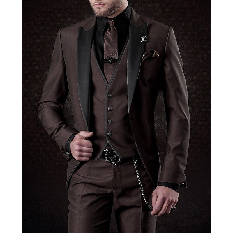 Dreiteiliges Leinen-Set für Herren: Business-Blazer, Weste und Hose 2