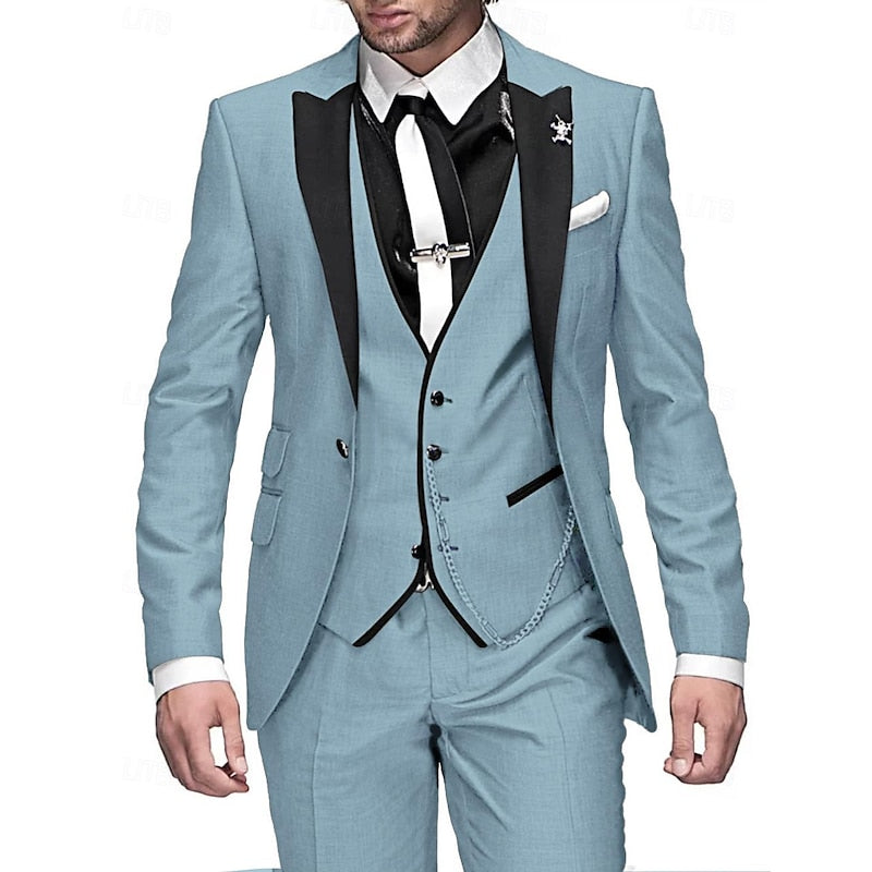 Dreiteiliges Leinen-Set für Herren: Business-Blazer, Weste und Hose 6