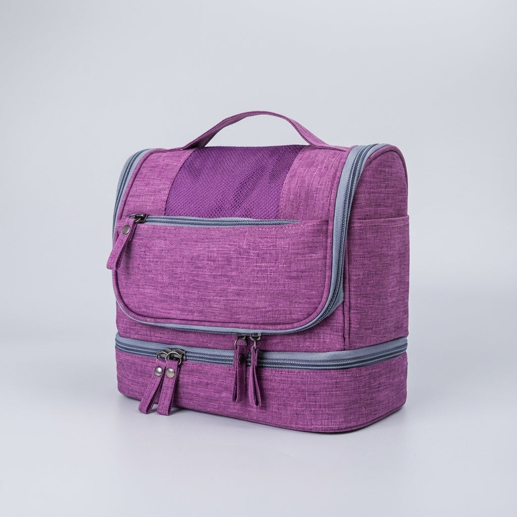 Water-Resistant Multi-Compartment Hanging Hook Travel Toiletry Bag