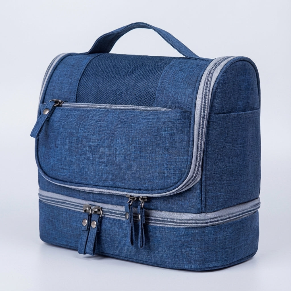 Water-Resistant Multi-Compartment Hanging Hook Travel Toiletry Bag