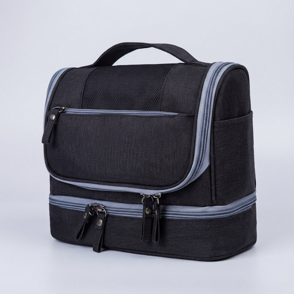 Water-Resistant Multi-Compartment Hanging Hook Travel Toiletry Bag