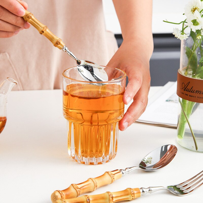 Sustainable Natural Bamboo Handle Stainless Steel Cutlery Set