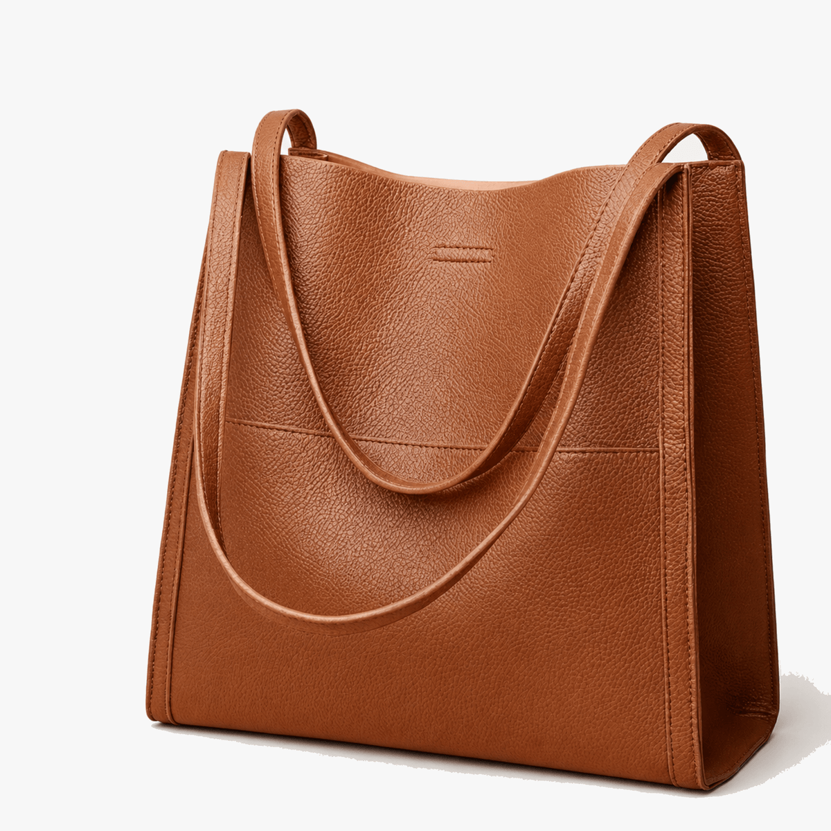 Structured Base Pebbled Leather Spacious Tote Shoulder Bag