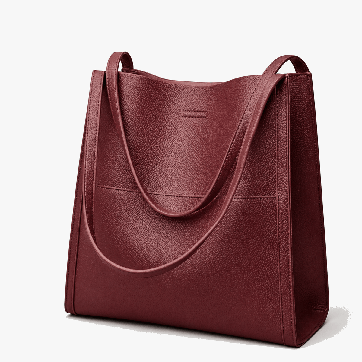 Structured Base Pebbled Leather Spacious Tote Shoulder Bag