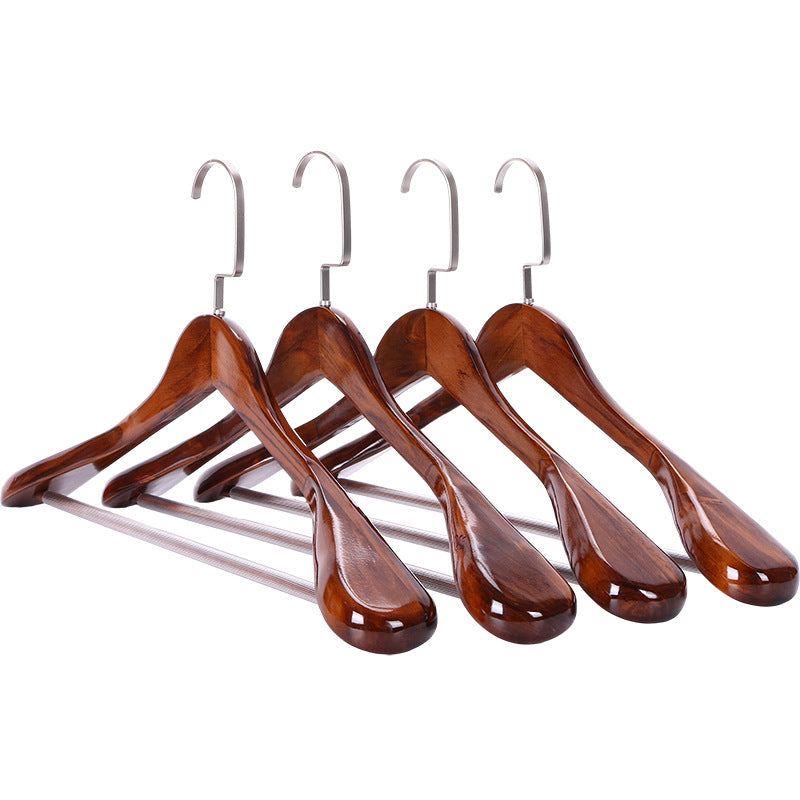 Curved Solid Wood Metal Hardware Garment Shape Clothes Hanger