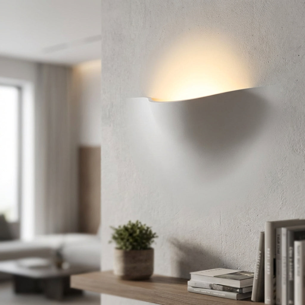 Sculptural Curved Slim Profile Ambient Glow Wall Light