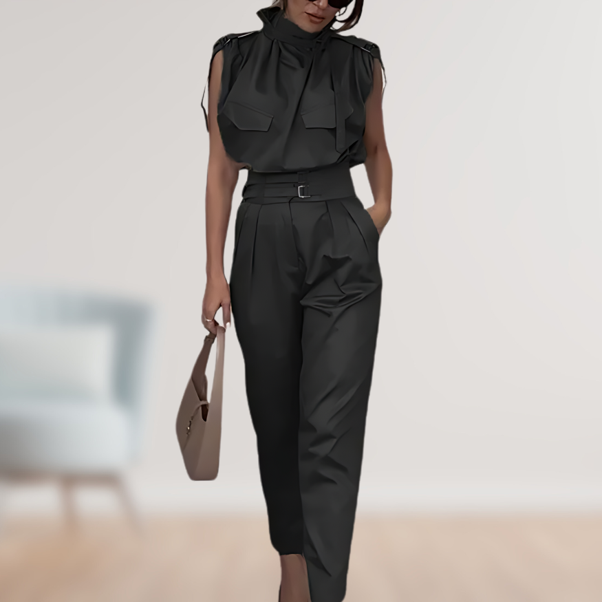 Elegant Sleeveless Jumpsuit | High-Waist Belted Fit 1