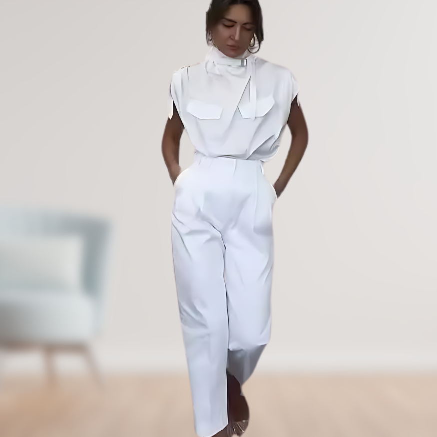 Elegant Sleeveless Jumpsuit | High-Waist Belted Fit 2