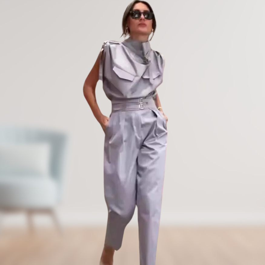 Elegant Sleeveless Jumpsuit | High-Waist Belted Fit 3