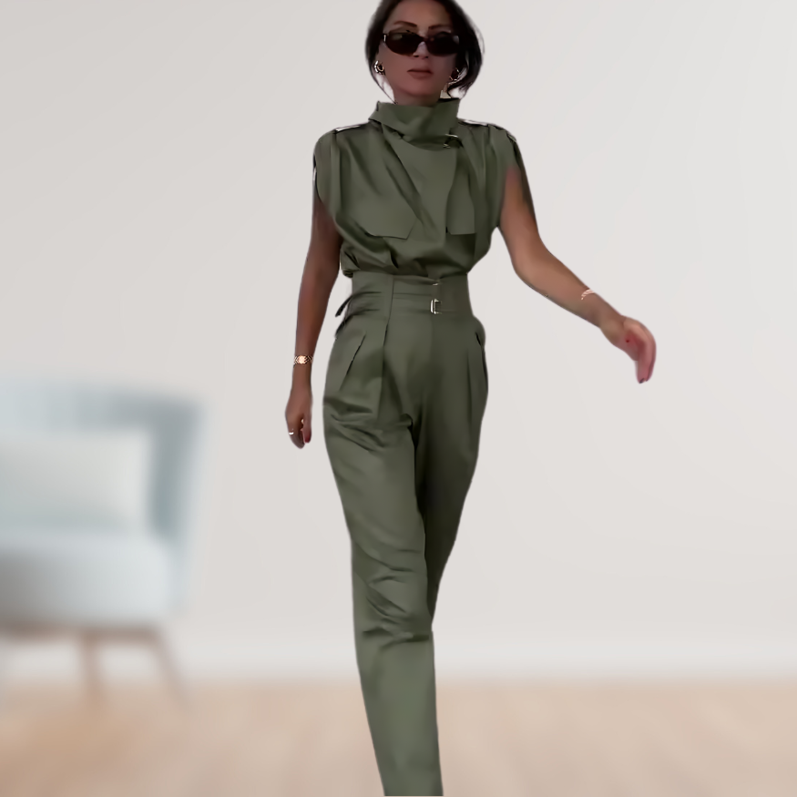 Elegant Sleeveless Jumpsuit | High-Waist Belted Fit 4