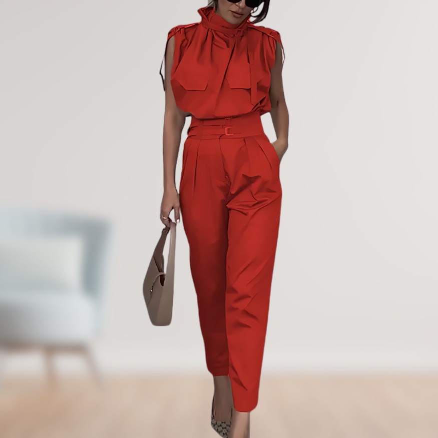 Elegant Sleeveless Jumpsuit | High-Waist Belted Fit 6
