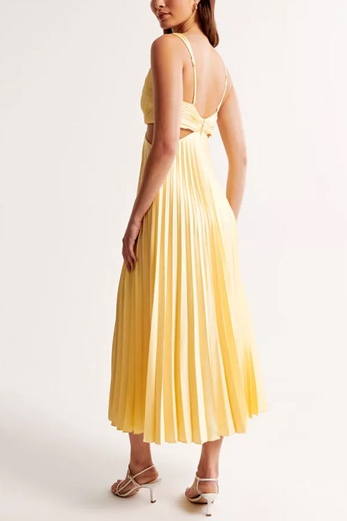 Elegant V-Neck Pleated Skirt Dress for Women 1