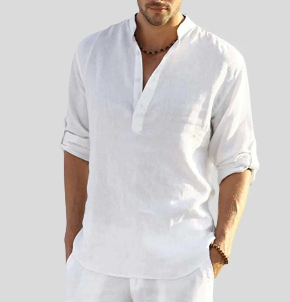 Elegantes Herren Leinenhemd mit Kragen 0