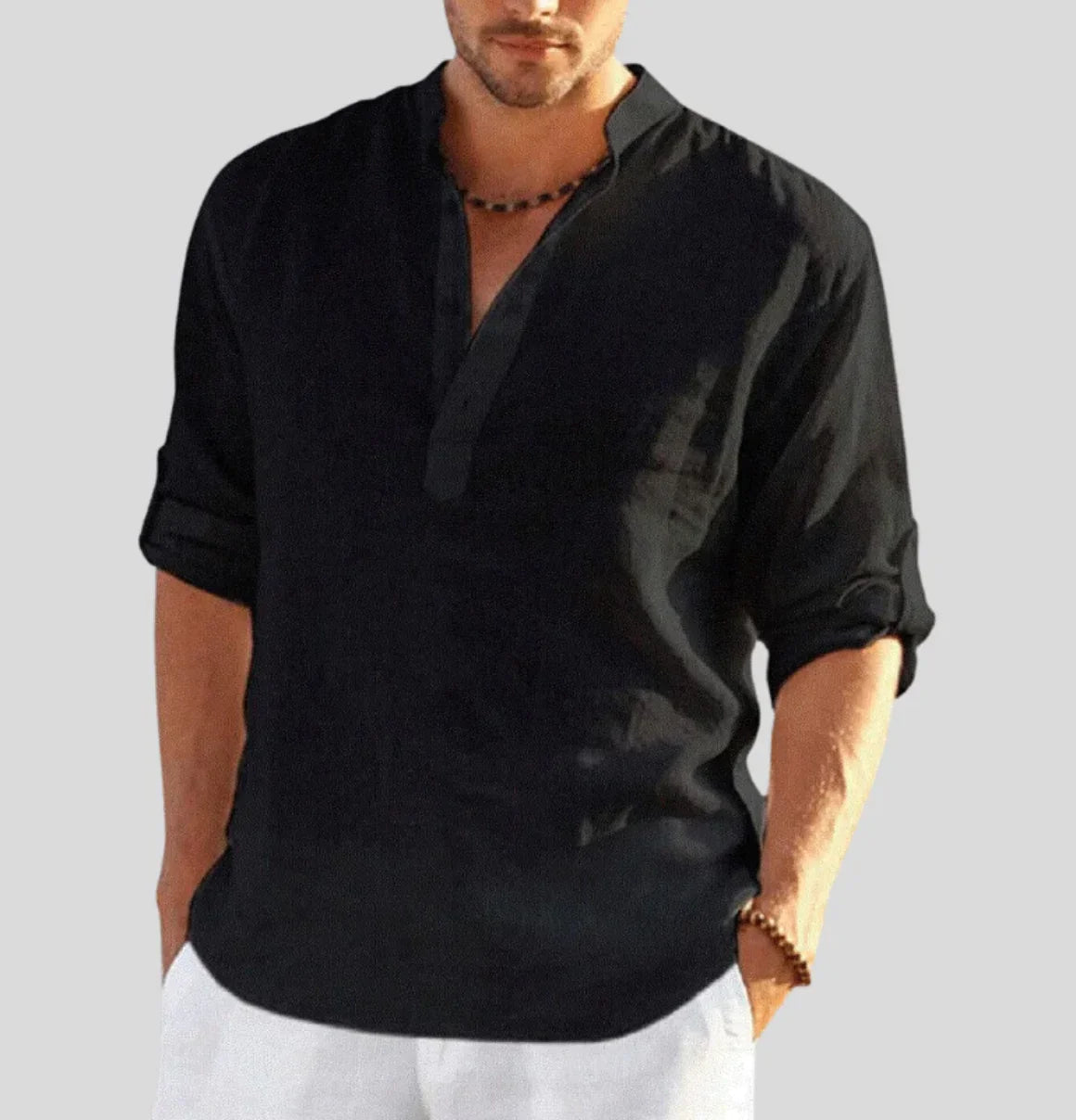 Elegantes Herren Leinenhemd mit Kragen 4