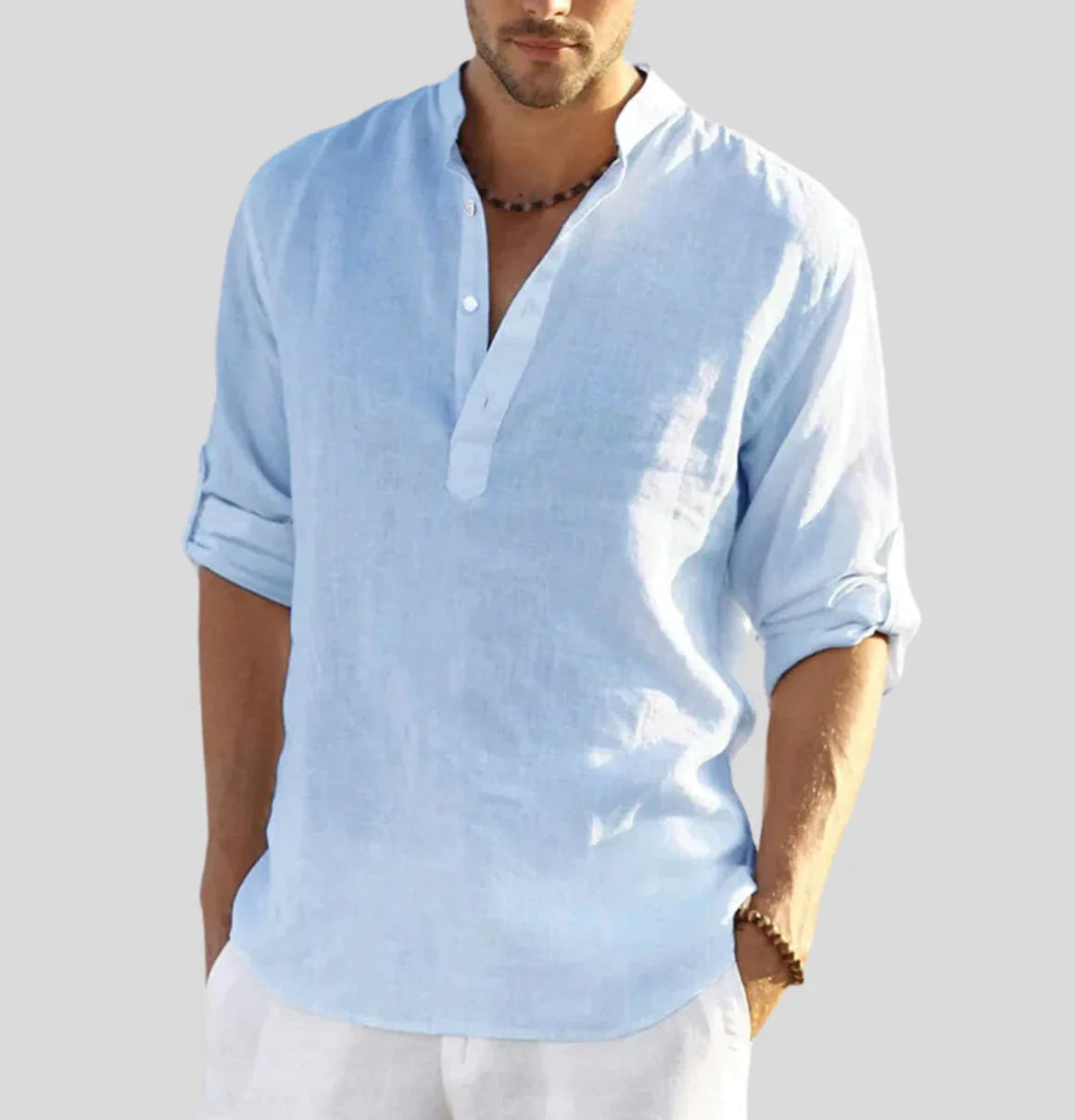 Elegantes Herren Leinenhemd mit Kragen 5