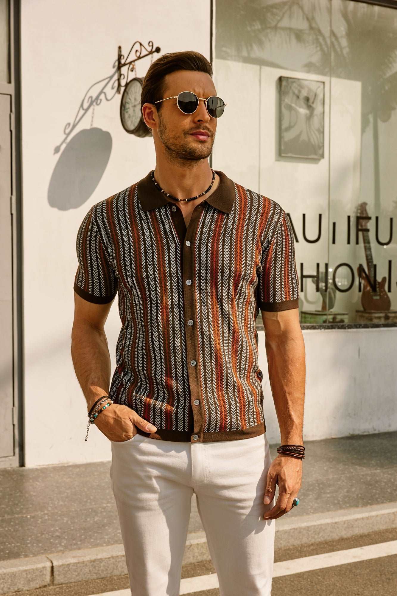 Felix | Retro Stripe Button-Down Polo Shirt 0
