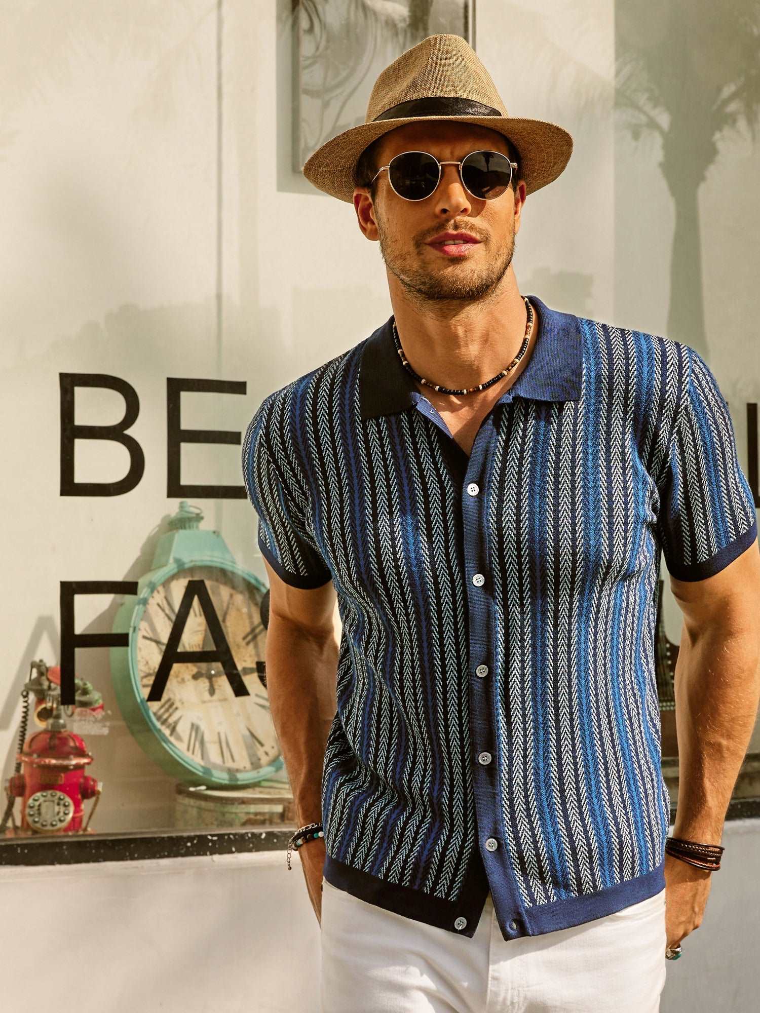 Felix | Retro Stripe Button-Down Polo Shirt 8