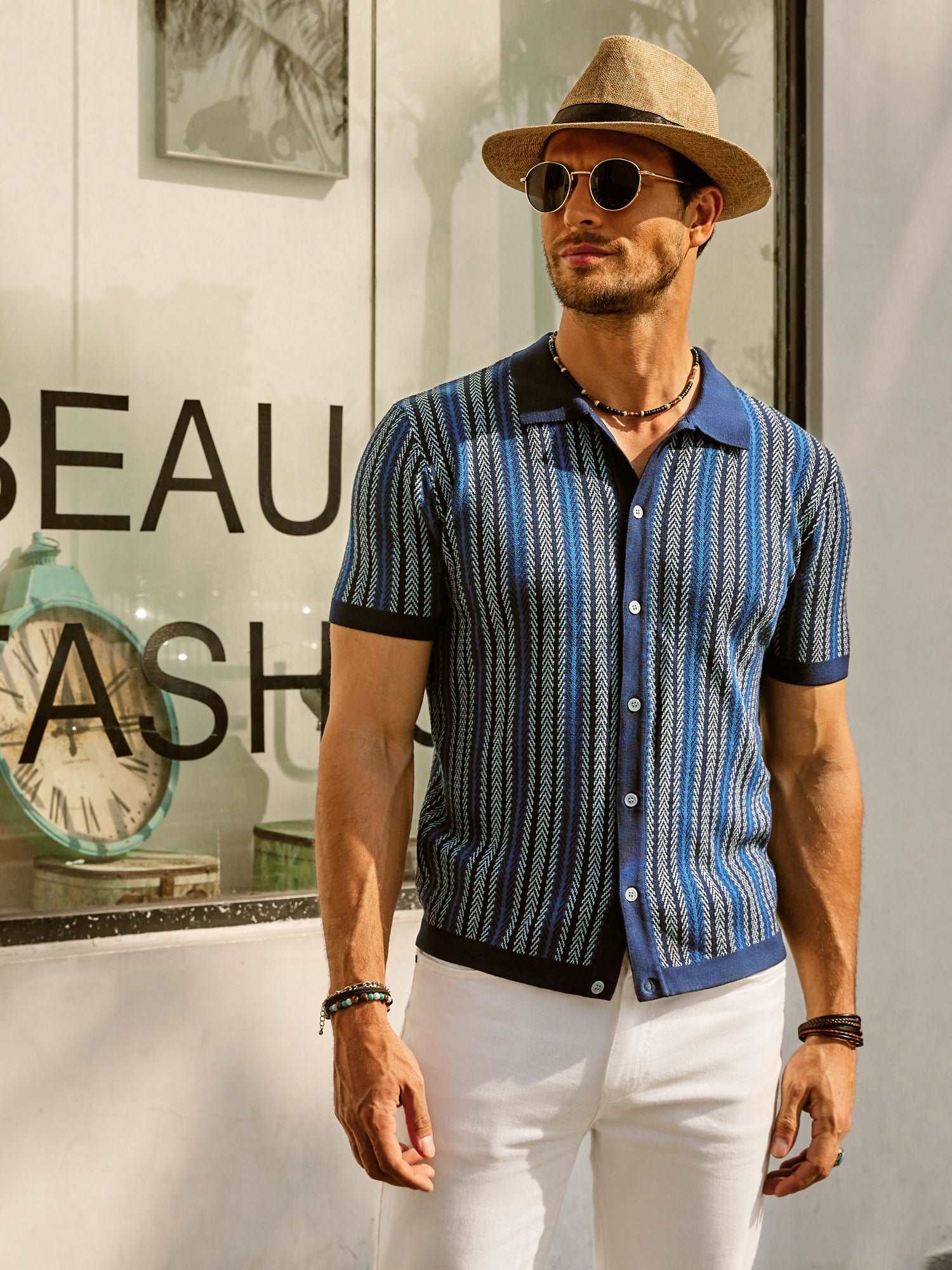 Felix | Retro Stripe Button-Down Polo Shirt 9