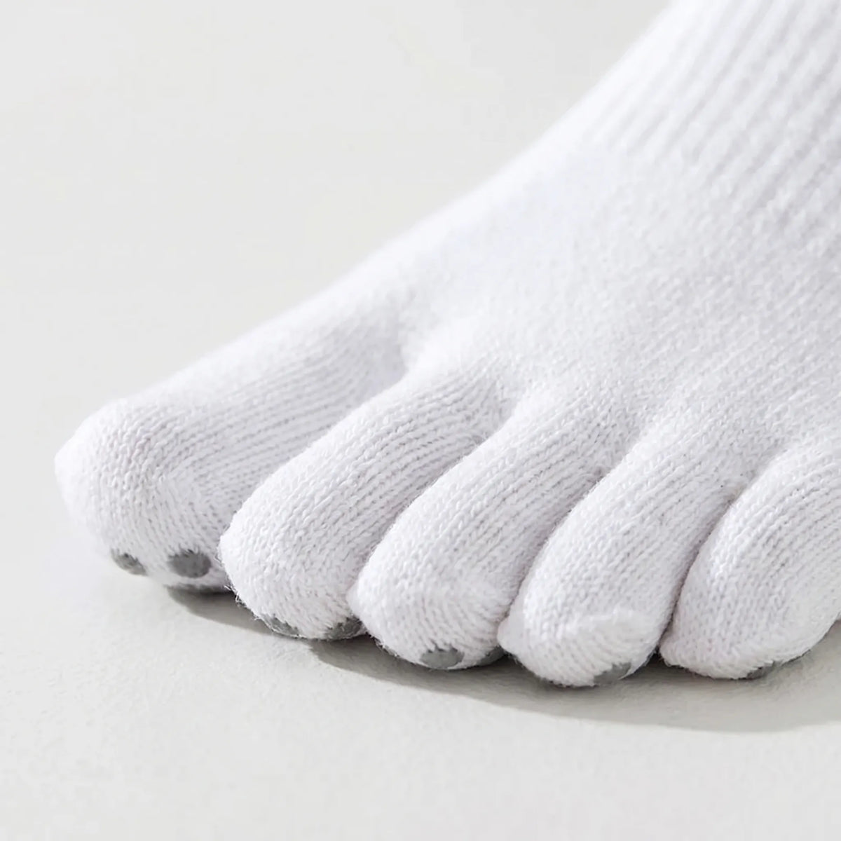 Low-Cut Ribbed Cuff Dotted Grip Five-Toe Yoga Socks