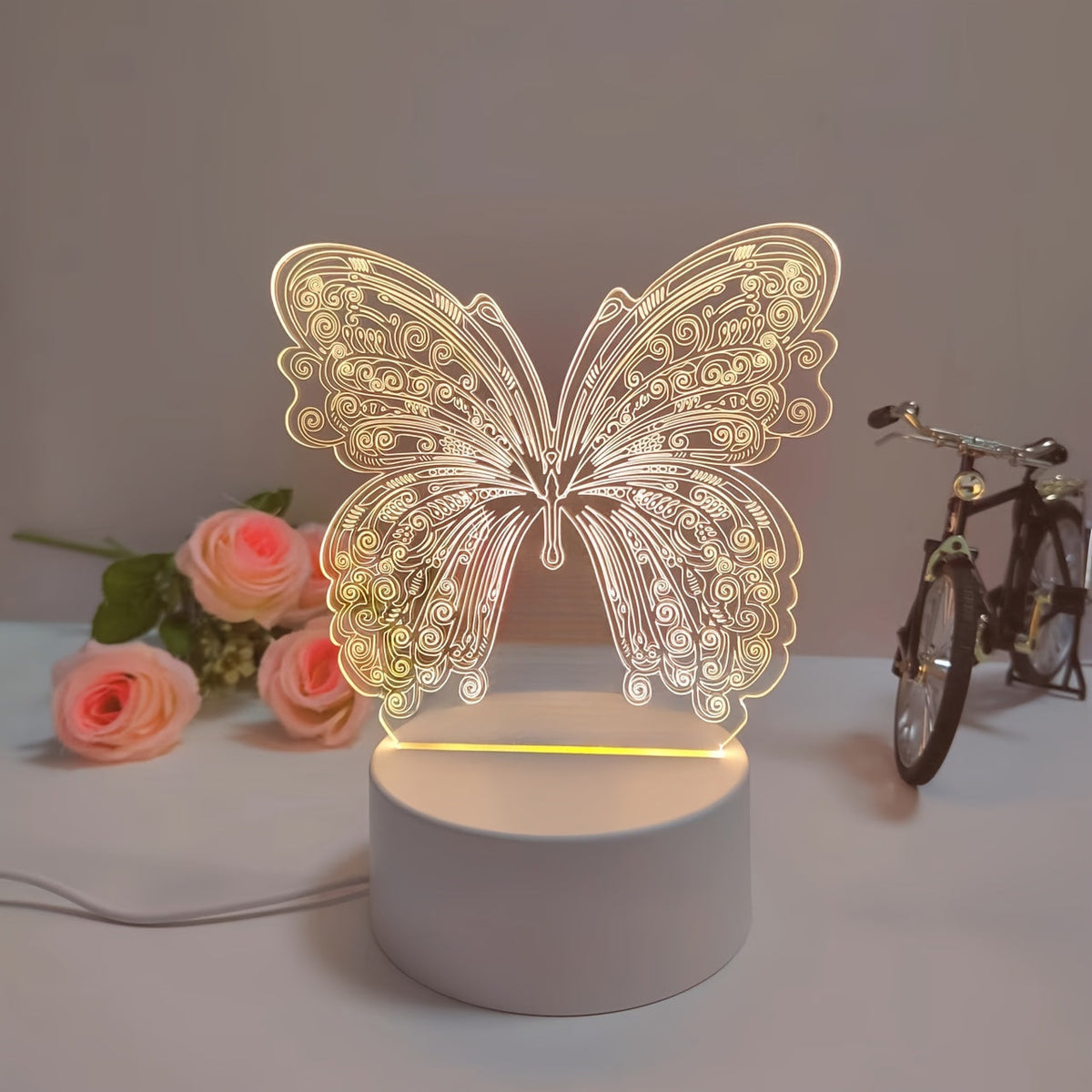 Geometric Butterfly Cutout Modern USB Powered Table Lamp