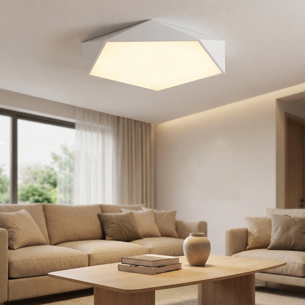 Geometric Pentagonal Iron Acrylic Flush Mount Ceiling Light