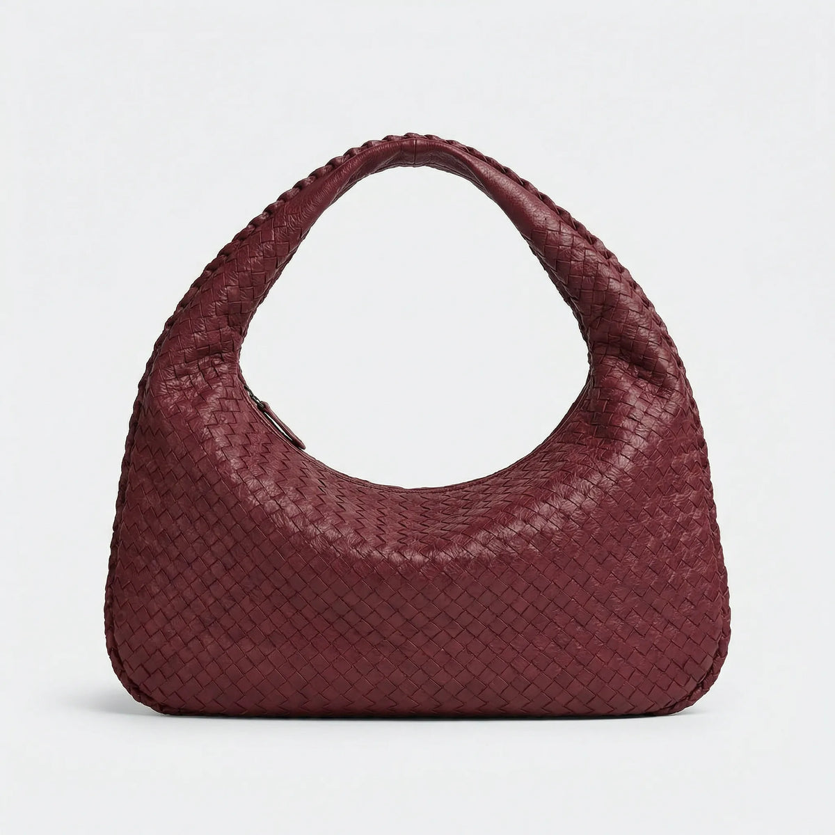 Braided Texture Wide Handle Zippered Everyday Handbag