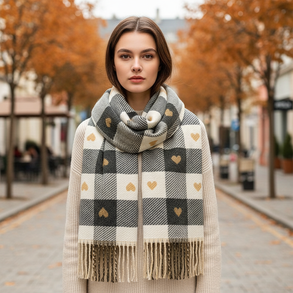 Soft Knitted Striped Windproof Women's Winter Scarf
