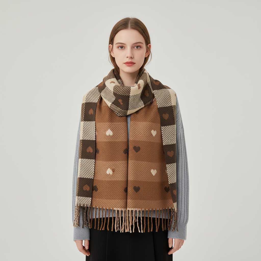 Soft Knitted Striped Windproof Women's Winter Scarf