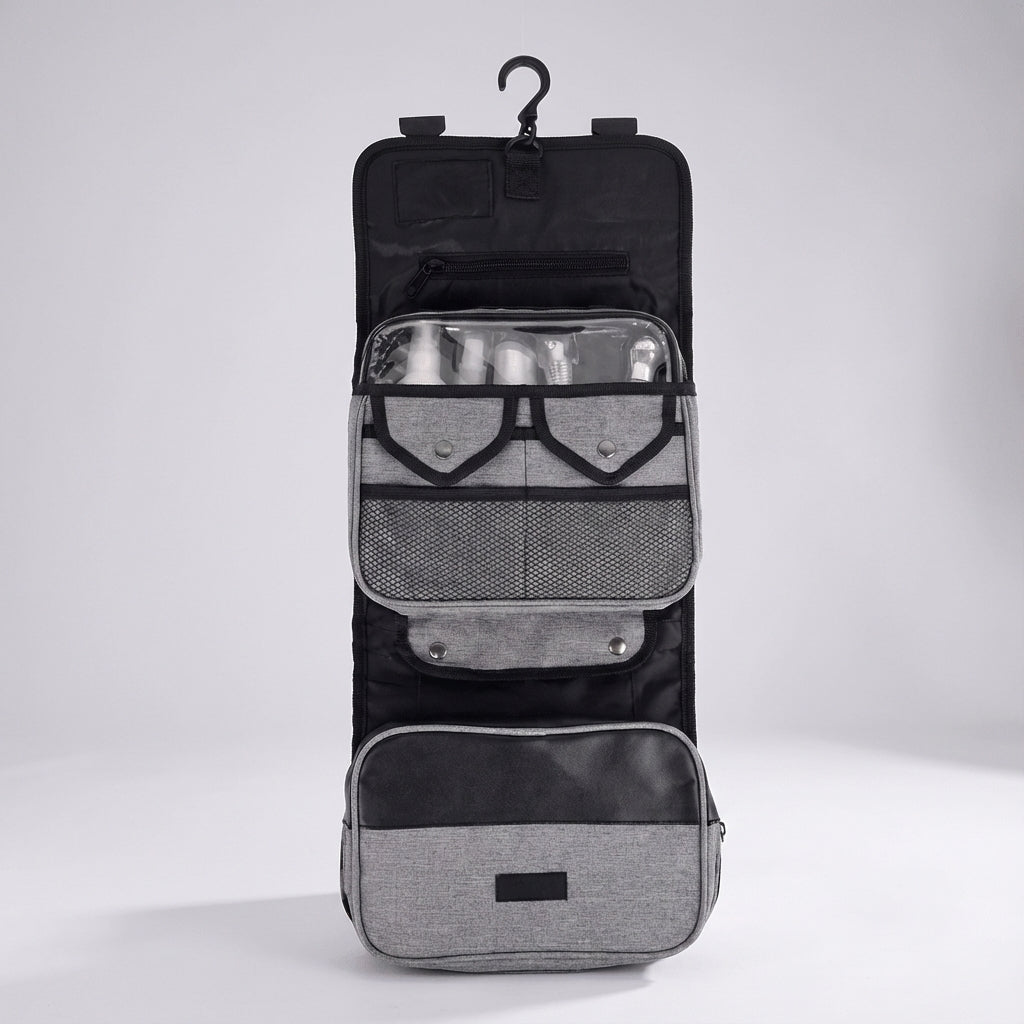 Foldable Water-Repellent Mesh Compartment Hanging Toiletry Organizer Bag