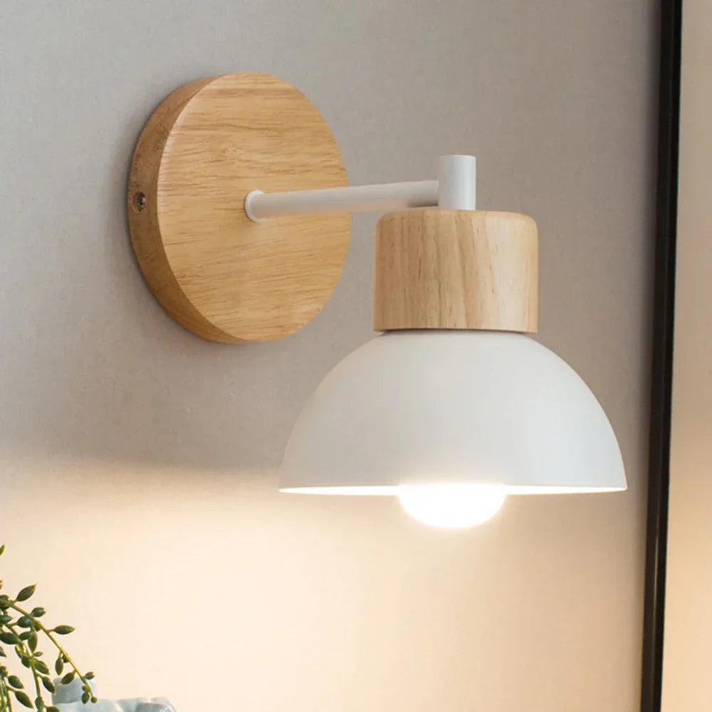 Nordic Timber and Metal Bedside Wall Light