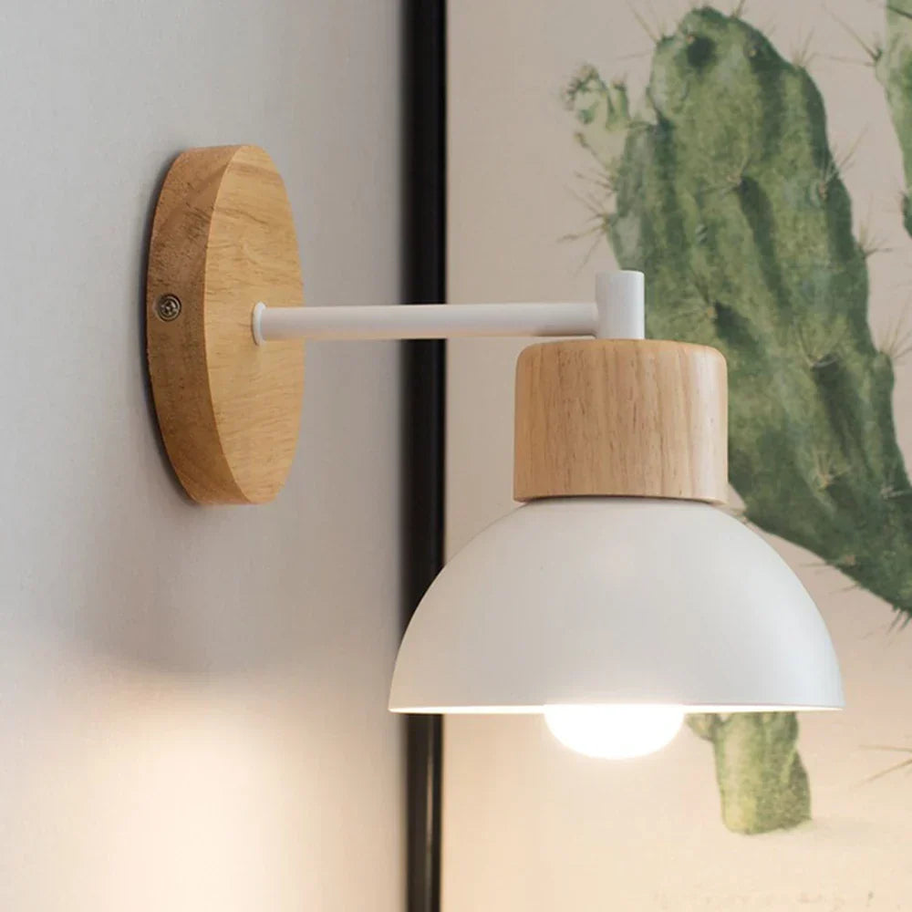Nordic Timber and Metal Bedside Wall Light