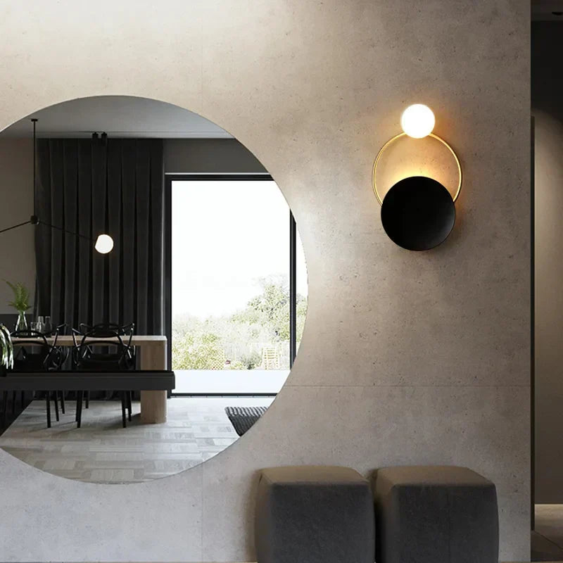 Sculptural Frosted Glass Spherical Halo Modern Wall Light