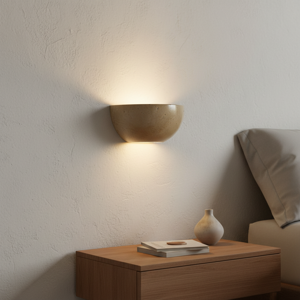 Semi-Circular Wabi Sabi Natural Stone Wall Light