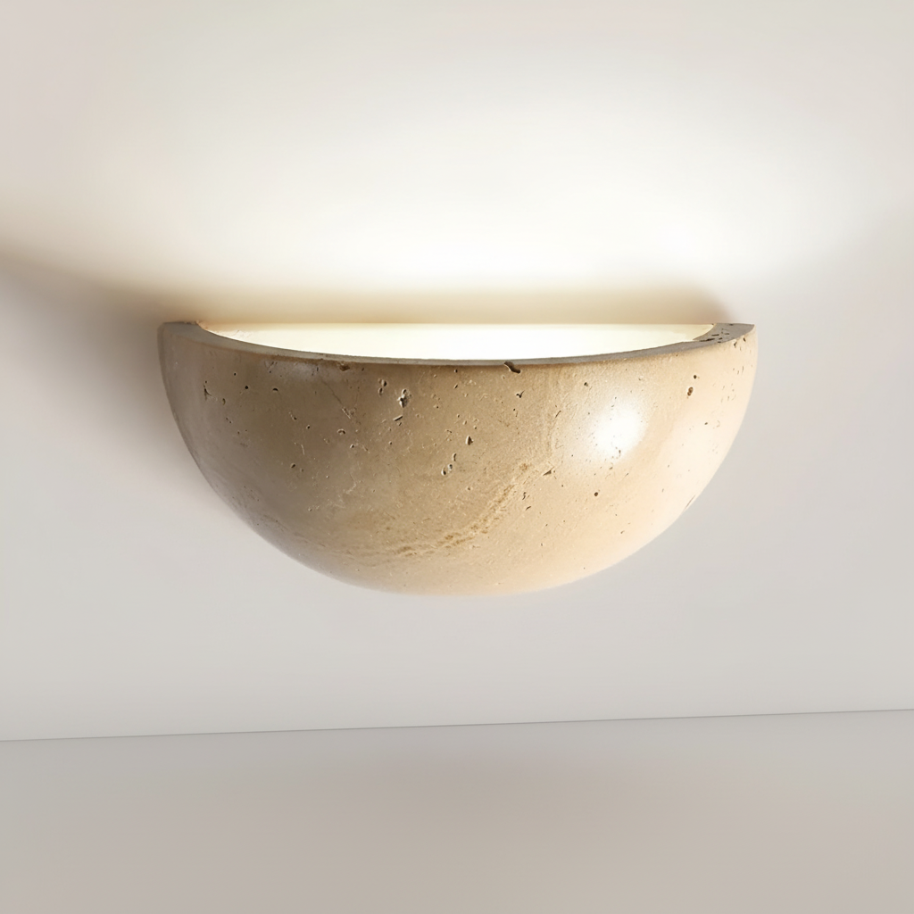 Semi-Circular Wabi Sabi Natural Stone Wall Light