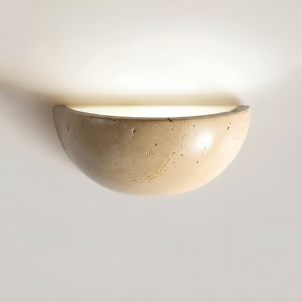 Semi-Circular Wabi Sabi Natural Stone Wall Light