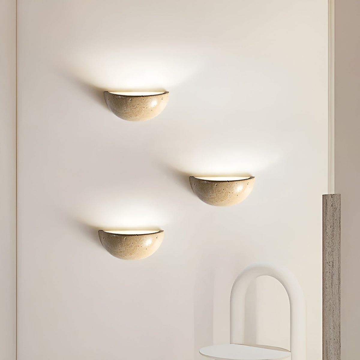 Semi-Circular Wabi Sabi Natural Stone Wall Light