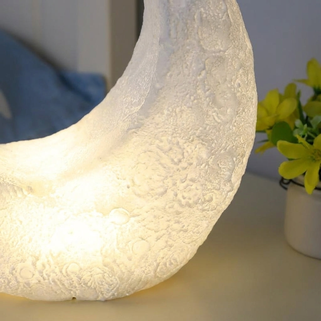 Art Deco Crescent Silhouette Cordless Matte Shade Table Lamp
